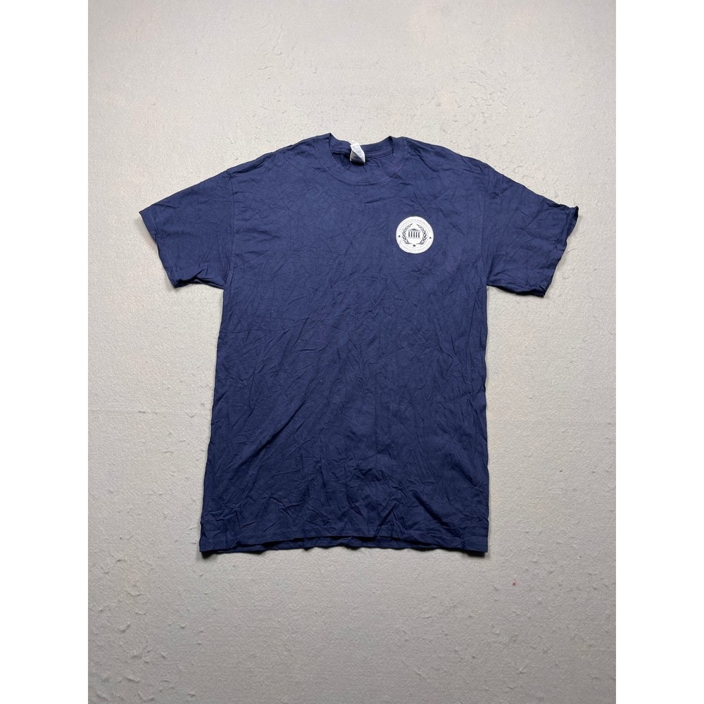 Gildan Heavy Cotton Sorority T-Shirt Womens Medium Navy Blue Graphic Excellent